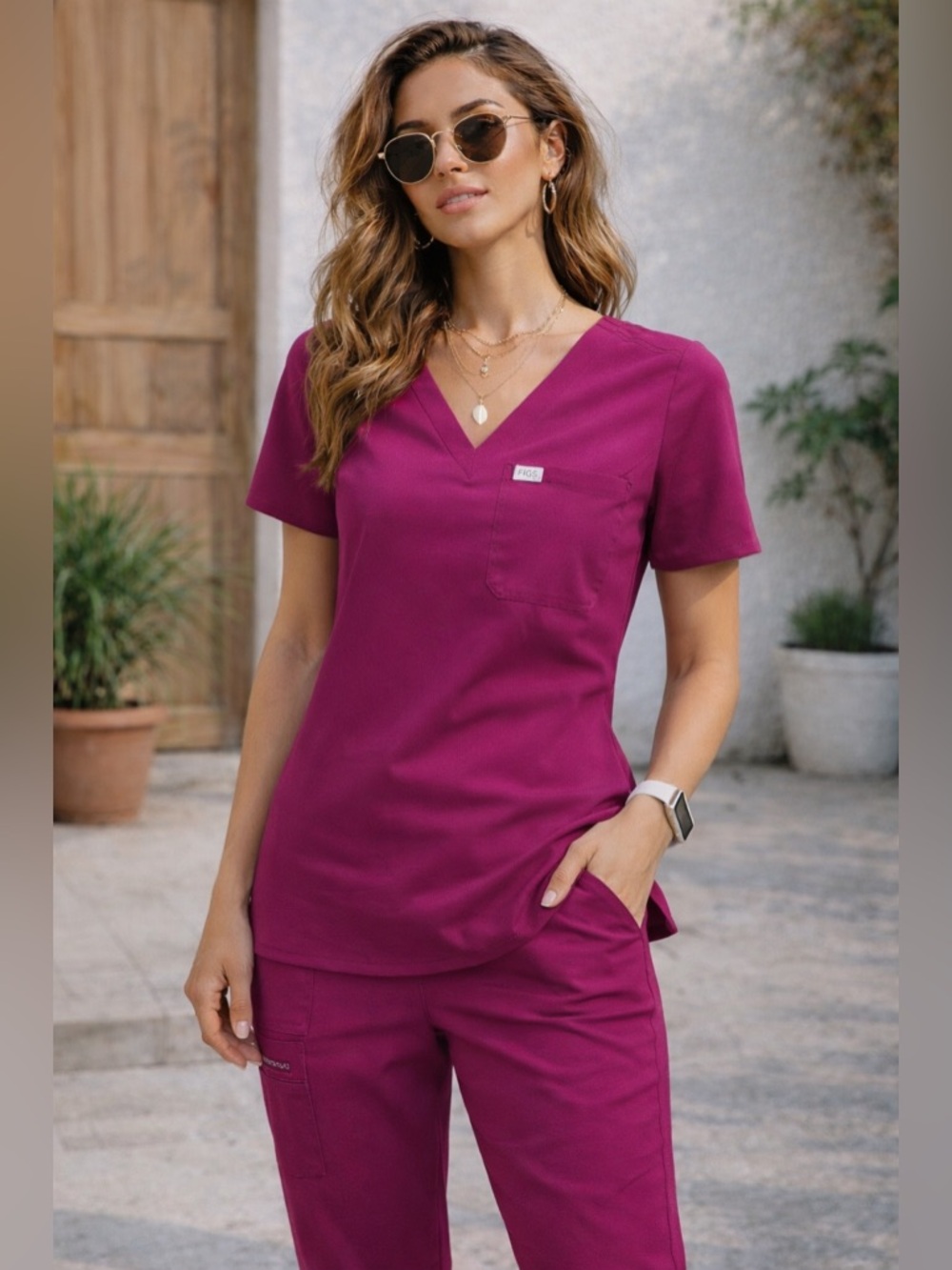 FIGS Scrub Top Medium  V-Neck Medical Uniform